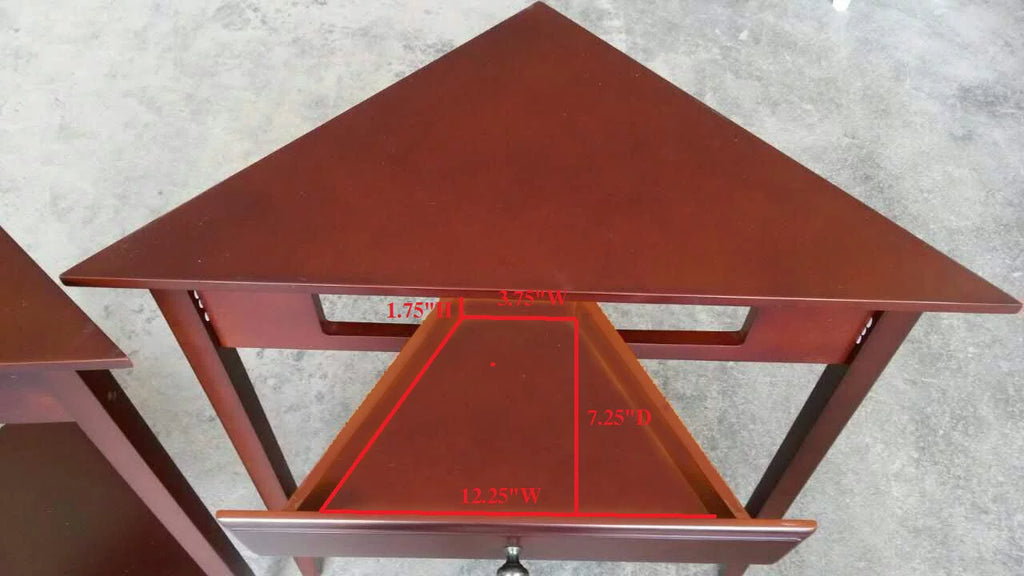 Walnut Wood Corner Side Table with Storage Drawer & Shelf I43043