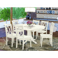 7Pc Oval 42/60 Inch Table With 18 In Leaf And 6 Double X Back Chairs Q51122