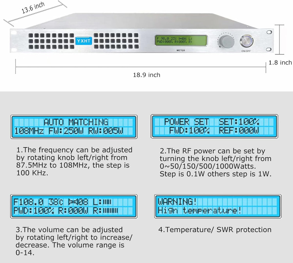100W FM Broadcast Transmitter with Antenna Cable K1704