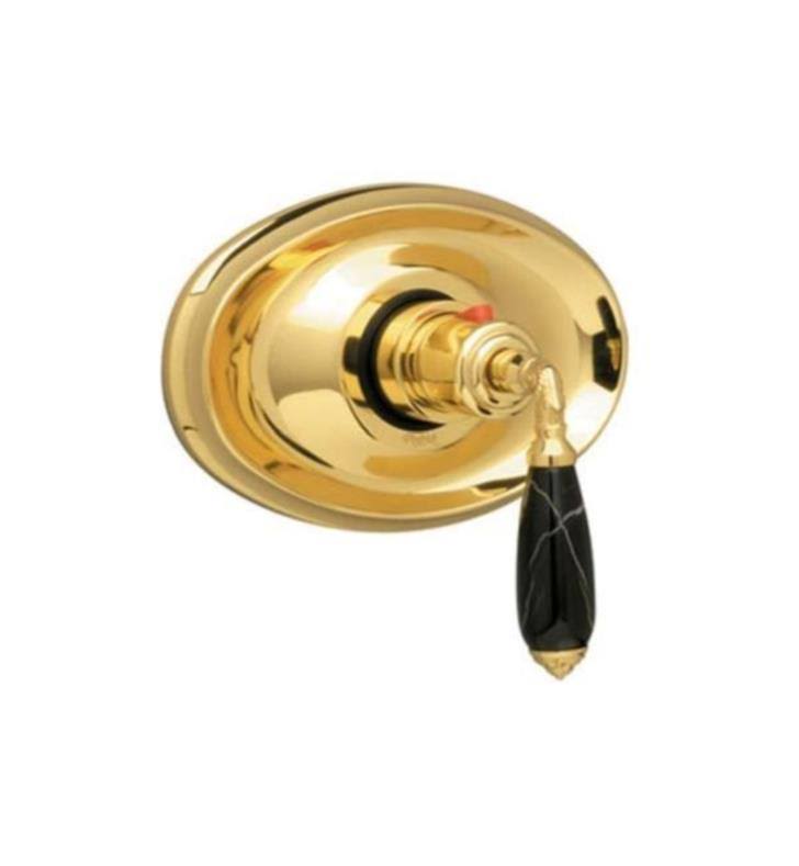 Satin Chrome Thermostatic Shower Trim with Beige Marble Lever Handle J561864