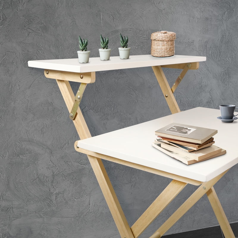 Solid Wood 2-tier Folding Laptop Desk R48991