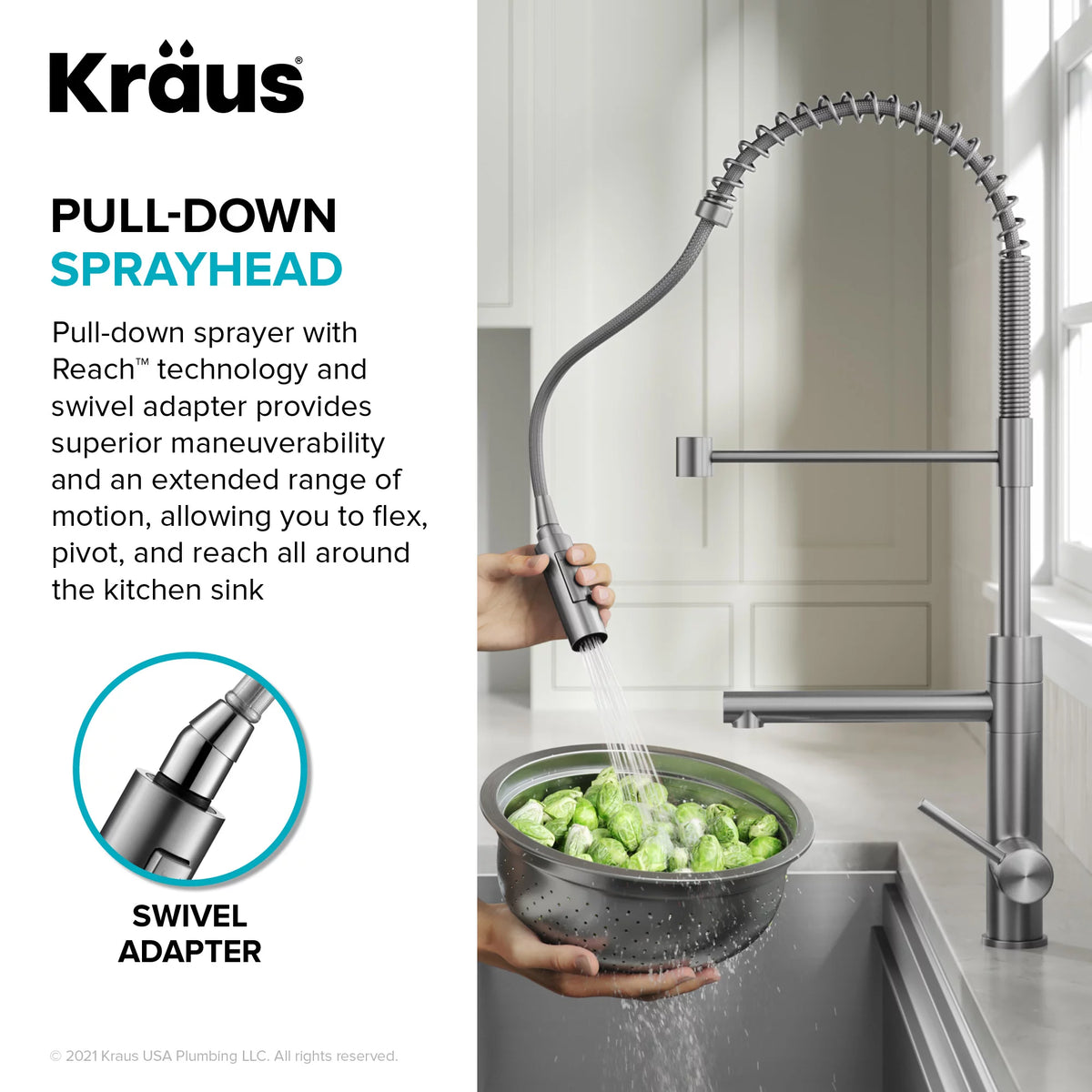 Commercial Style Pull-Down Single Handle Kitchen Faucet with Pot Filler P505