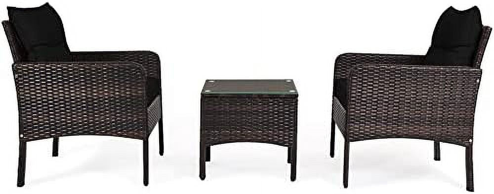 3 Piece Outdoor Rattan Sectional Sofa Set with Seat Cushions J495