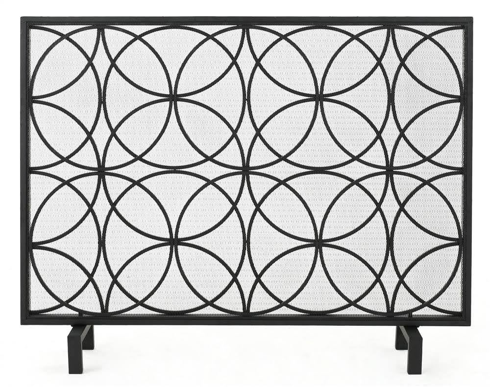 Black Single Panel Fireplace Screen D80683
