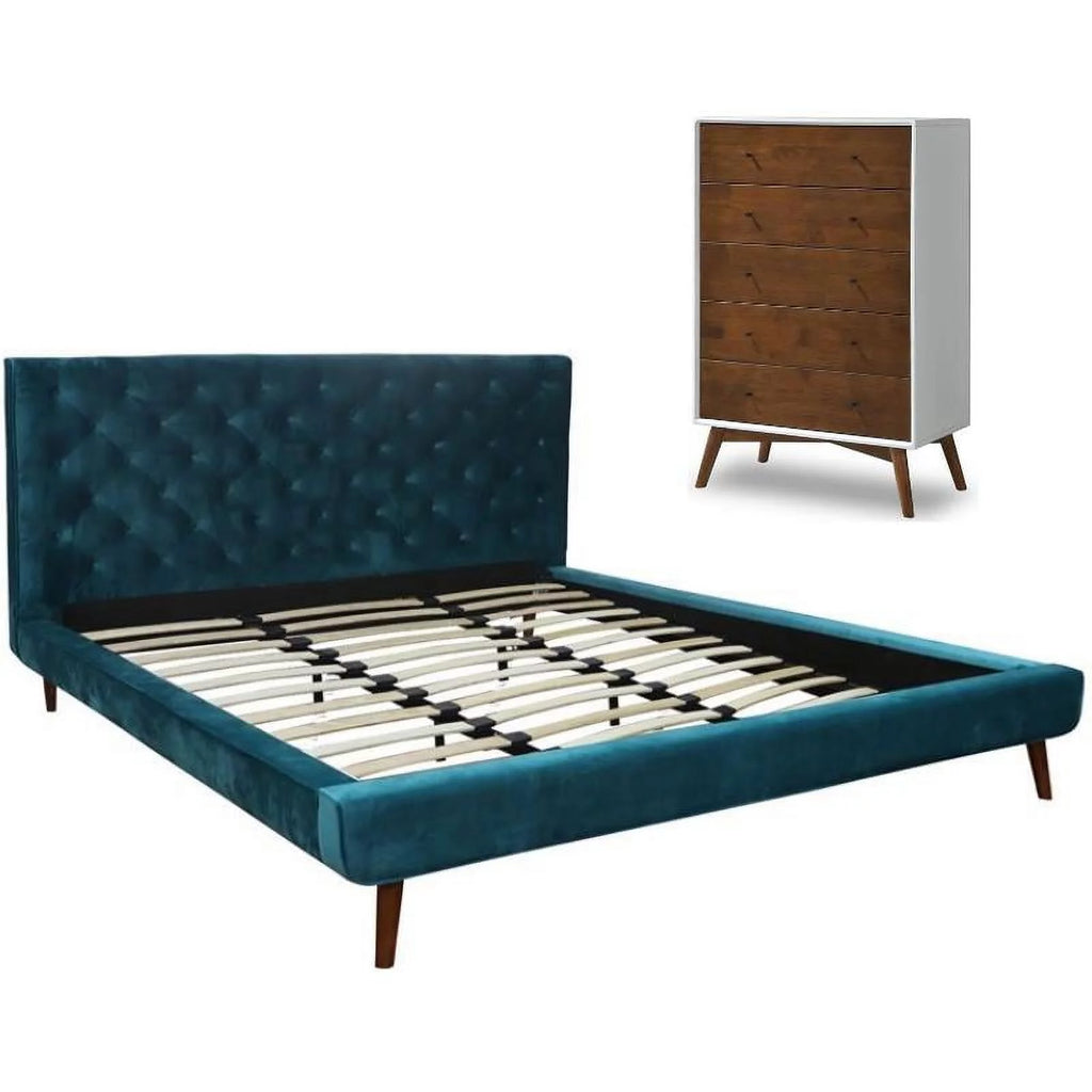 Queen Platform Bed and 5-Drawer Dresser Set of 2 G918844