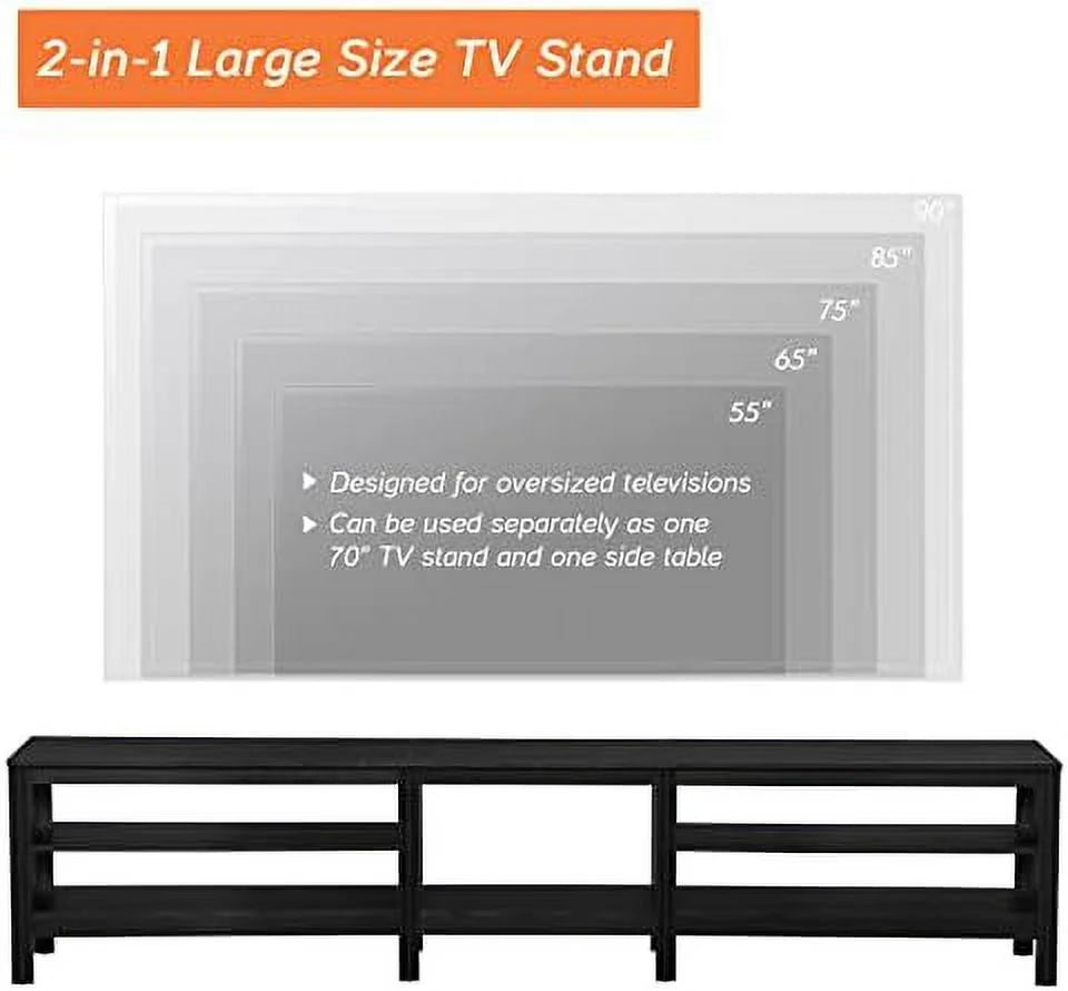 Black TV Stand with 16 Color LED up to 75 Inches N9771