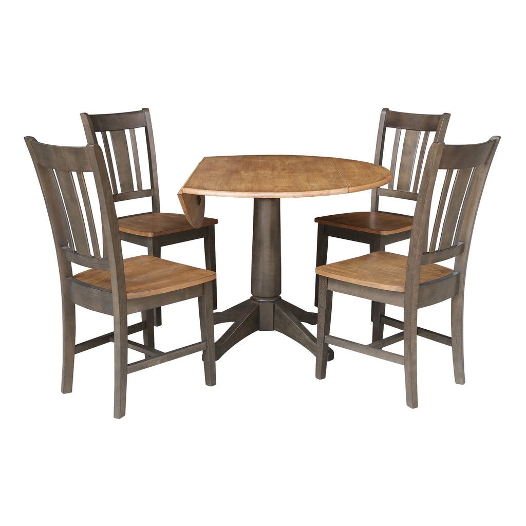 42 in. Round Drop Leaf Dining Table with 4 Chairs V78659