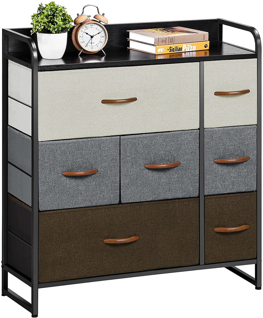 Light Gray 7 Drawer Fabric Dresser A8967
