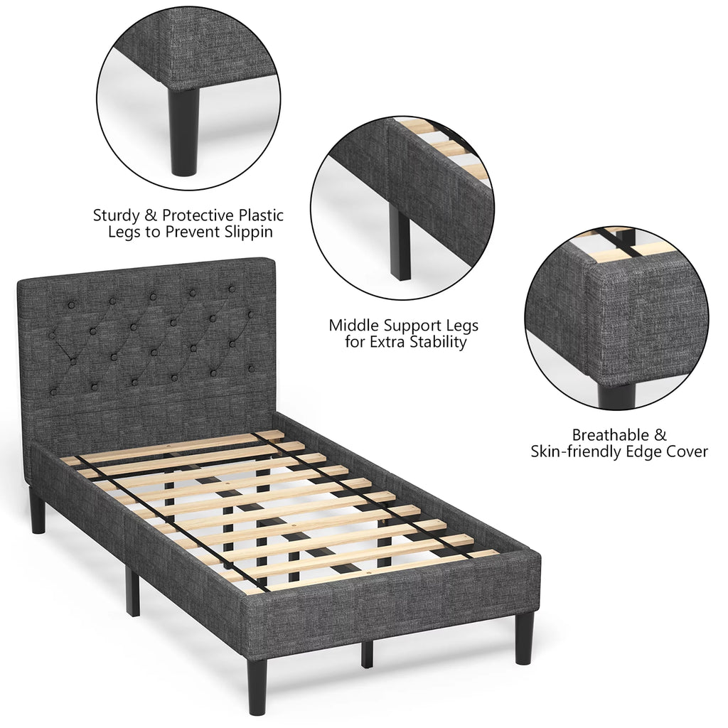 Twin Upholstered Bed Frame with Headboard Y904860