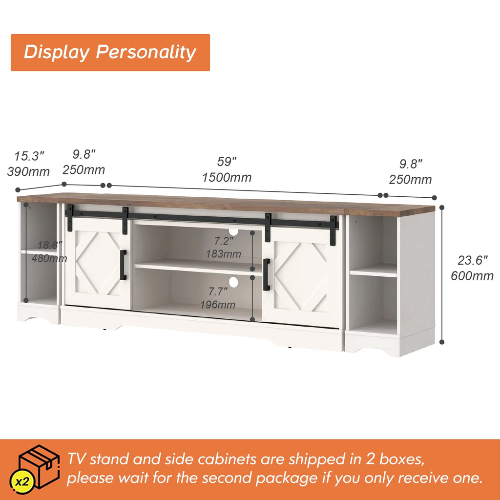 Rustic White Wood TV Stand L43203