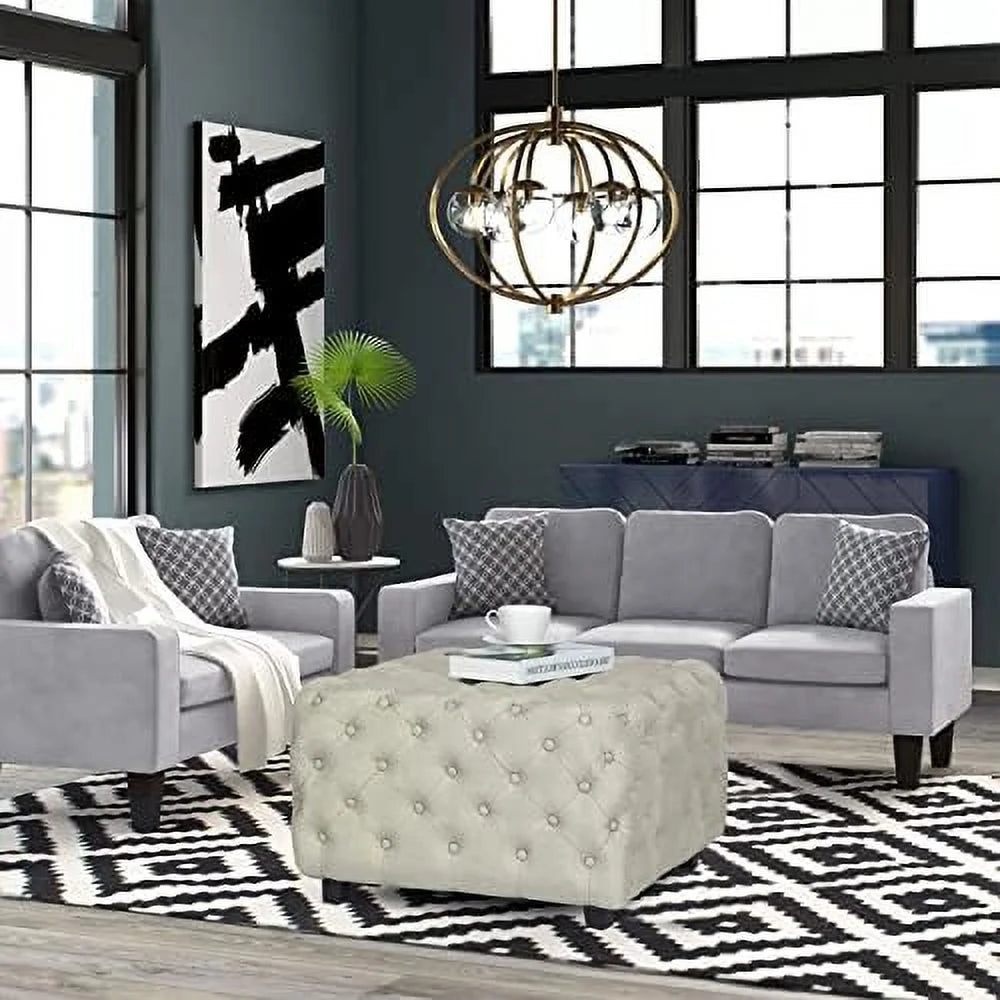 White Sherpa Ottoman Bench Q8915