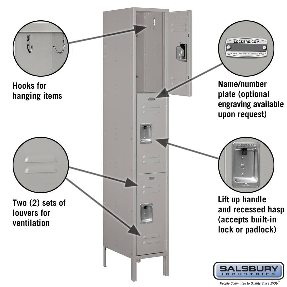 Gray Triple Tier Standard Metal Locker P26074
