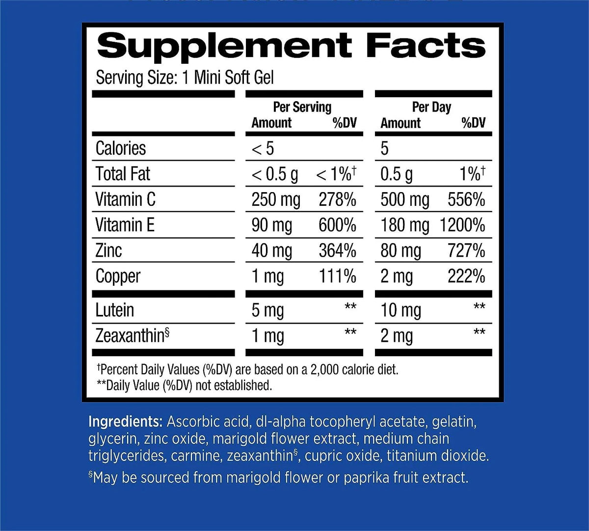 Lutein Zinc Eye Vitamin Supplement 210 Softgels M721