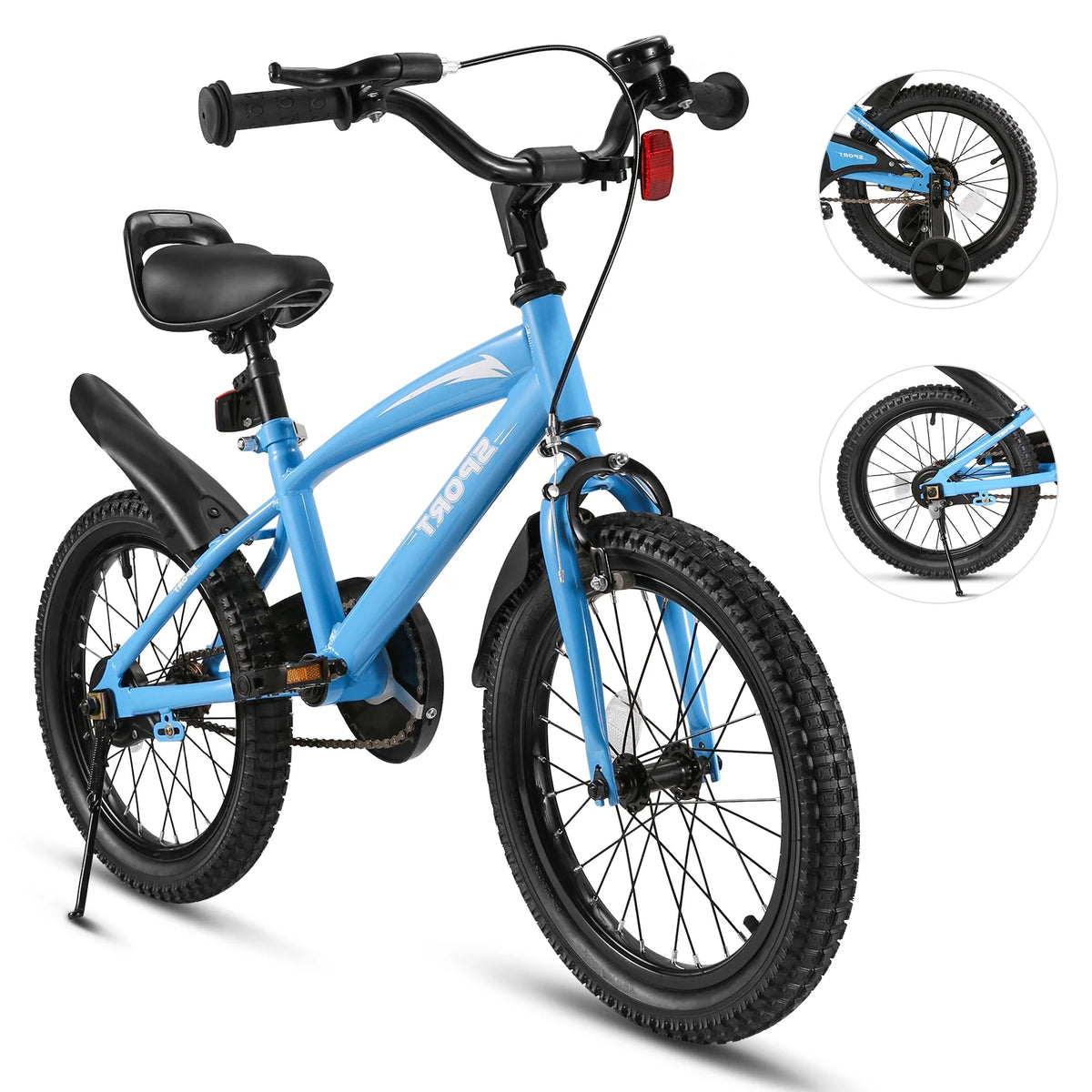 16 Inch Blue Kids Bike with Training Wheels C6276