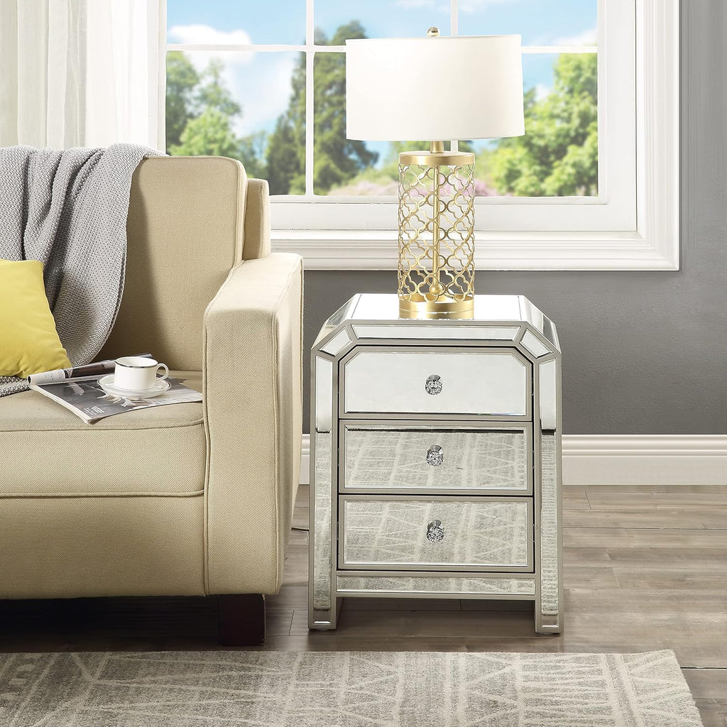 Mirrored Nightstand with 3-Drawers A996477