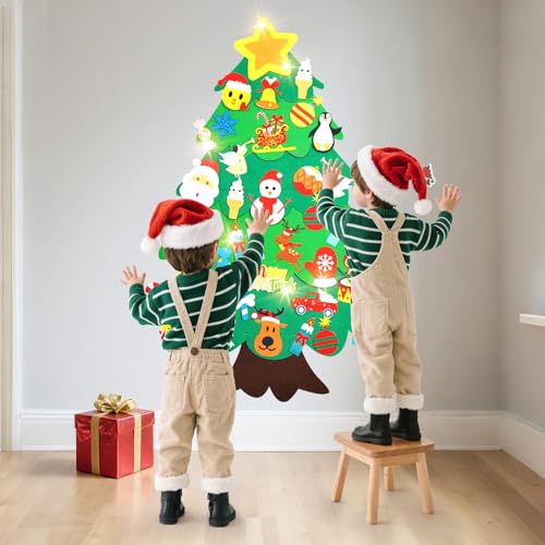 Felt Christmas Tree with Lights 38Pcs U72618