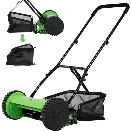 2 Wheels Push Lawn Mower 15-inch Adjustable Walk-Behind with Grass Catcher C9197