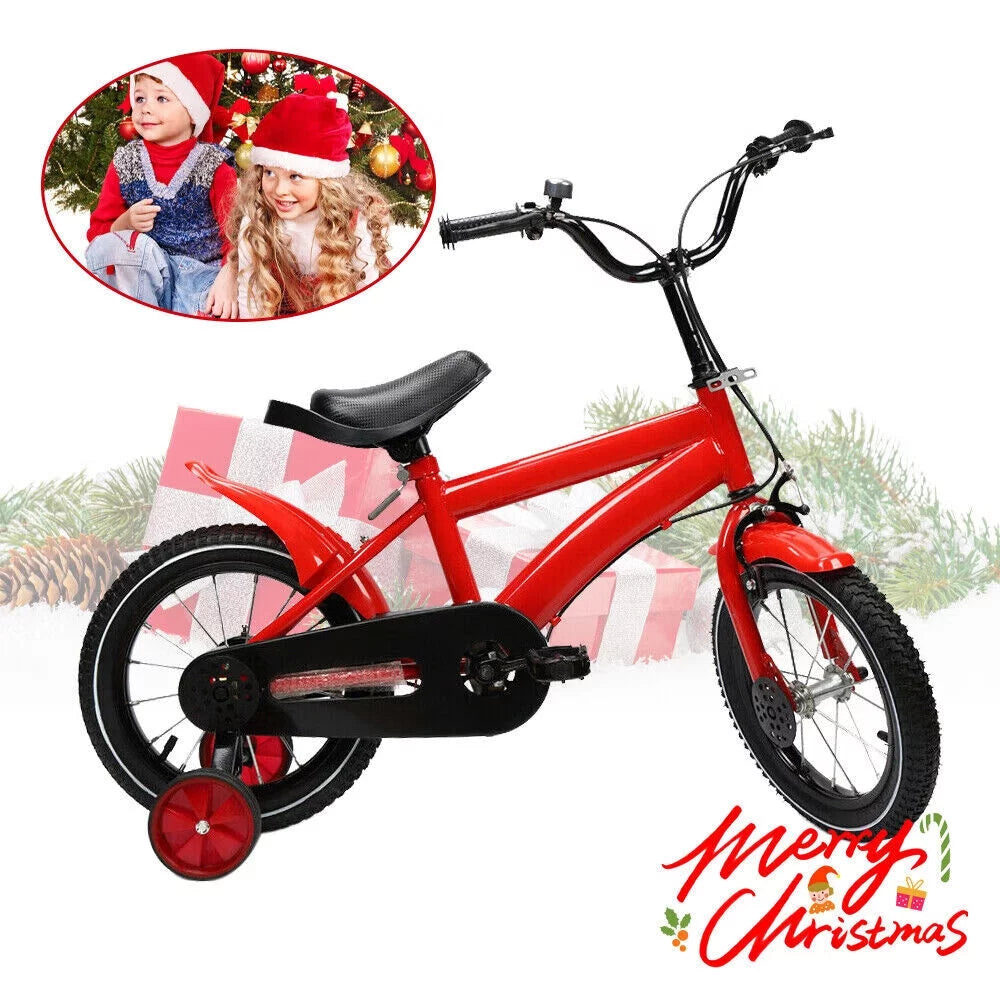 Yellow 14 Inch Kids Bike with Training Wheels D3277