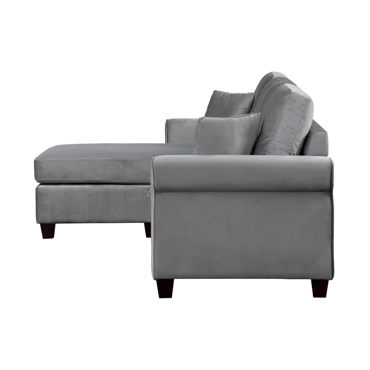 Gray Velvet Sectional Sofa with Reversible Chaise O349