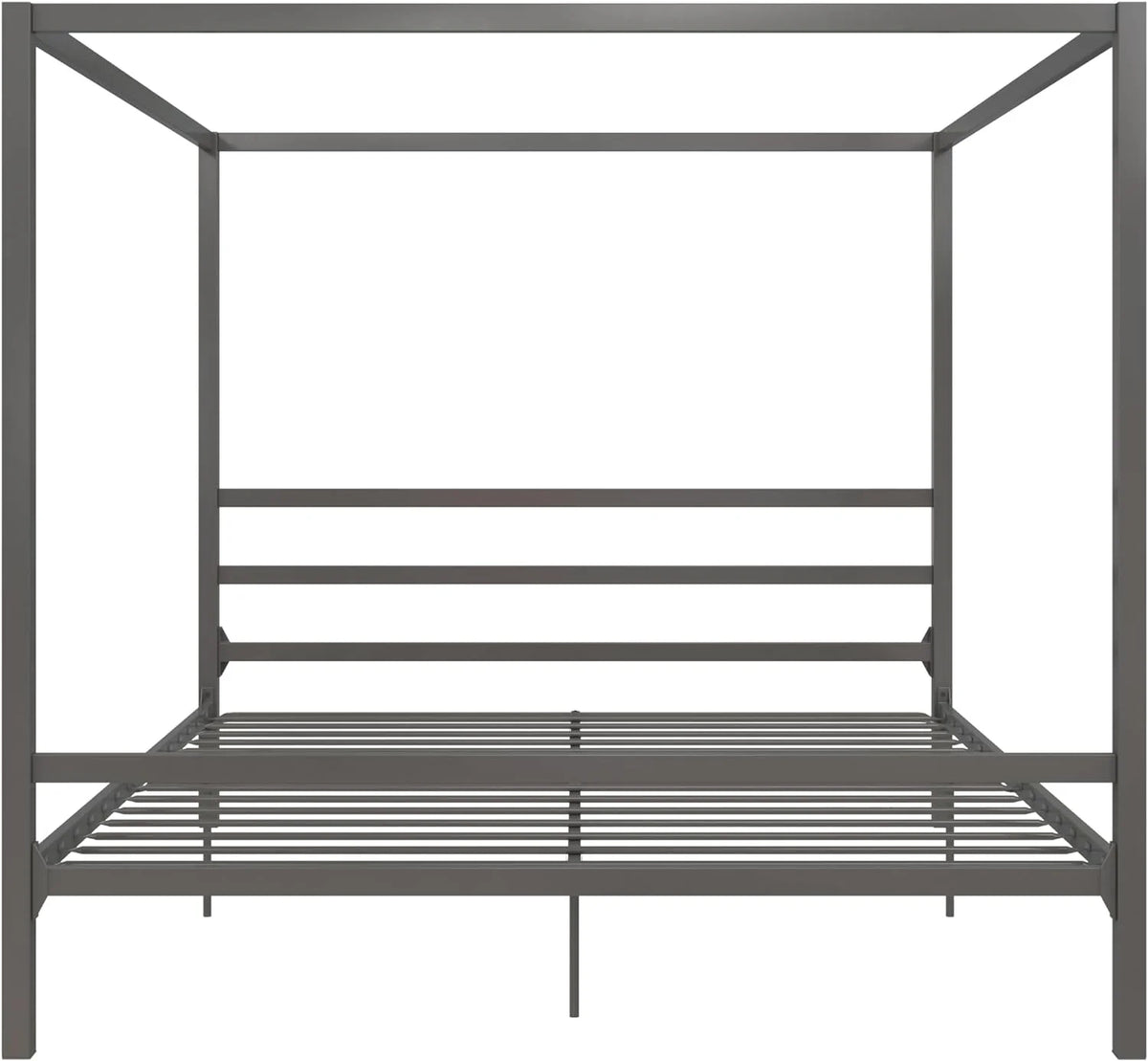 King Gunmetal Gray Metal Canopy Platform Bed with Underbed Storage Y77479