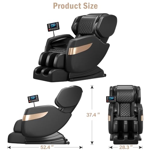 Zero Gravity Full Body Shiatsu Massage Chair with Airbags Foot Massage LCD Control Waist Heater Bluetooth Black Q733
