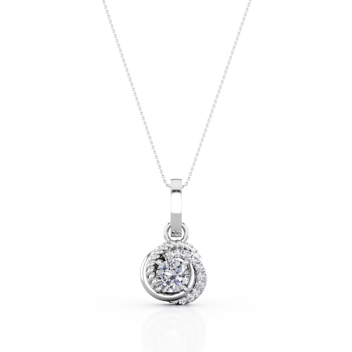 0.43 Carat Round Diamond 4 Prong Pendant Necklace 10K White Gold F99625