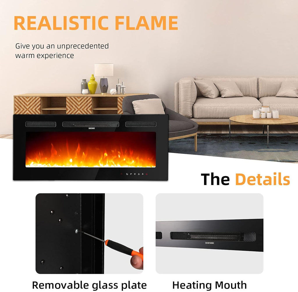 Freestanding Electric Fireplace with Remote Control, 9 Flame Color T8278
