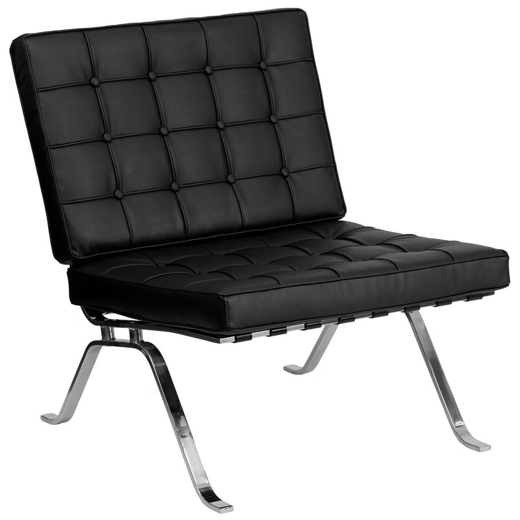 Black LeatherSoft Lounge Chair with Curved Legs F29641