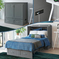 Queen Murphy Bed Chest with Mattress and Storage in Grey I4333