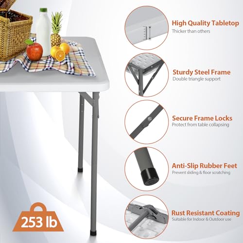 4ft Portable Folding Plastic Table with Handle, Black X210170