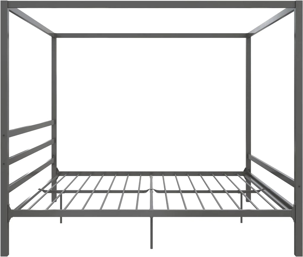 King Gunmetal Gray Metal Canopy Platform Bed with Underbed Storage Y77479