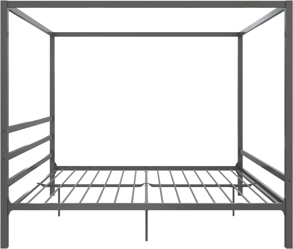 King Gunmetal Gray Metal Canopy Platform Bed with Underbed Storage Y77479