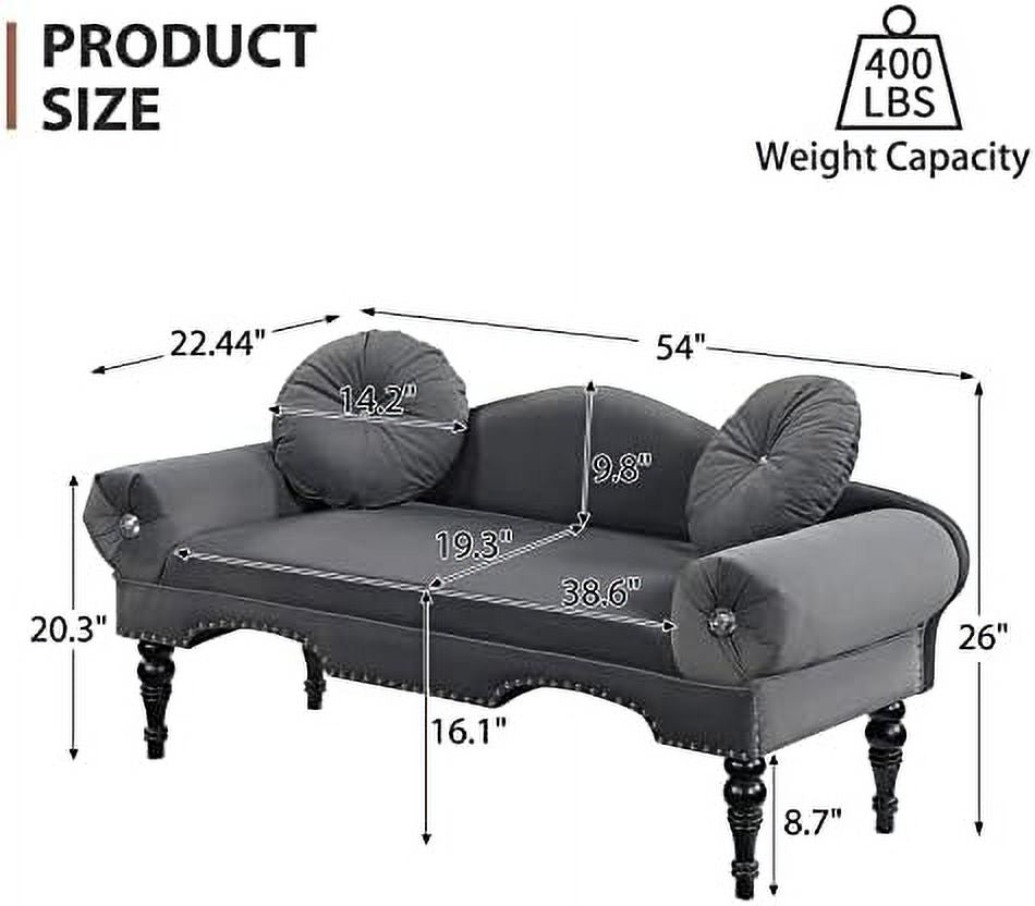 54" Velvet Tufted 2 Seater Loveseat Sofa with 2 Pillows H30651