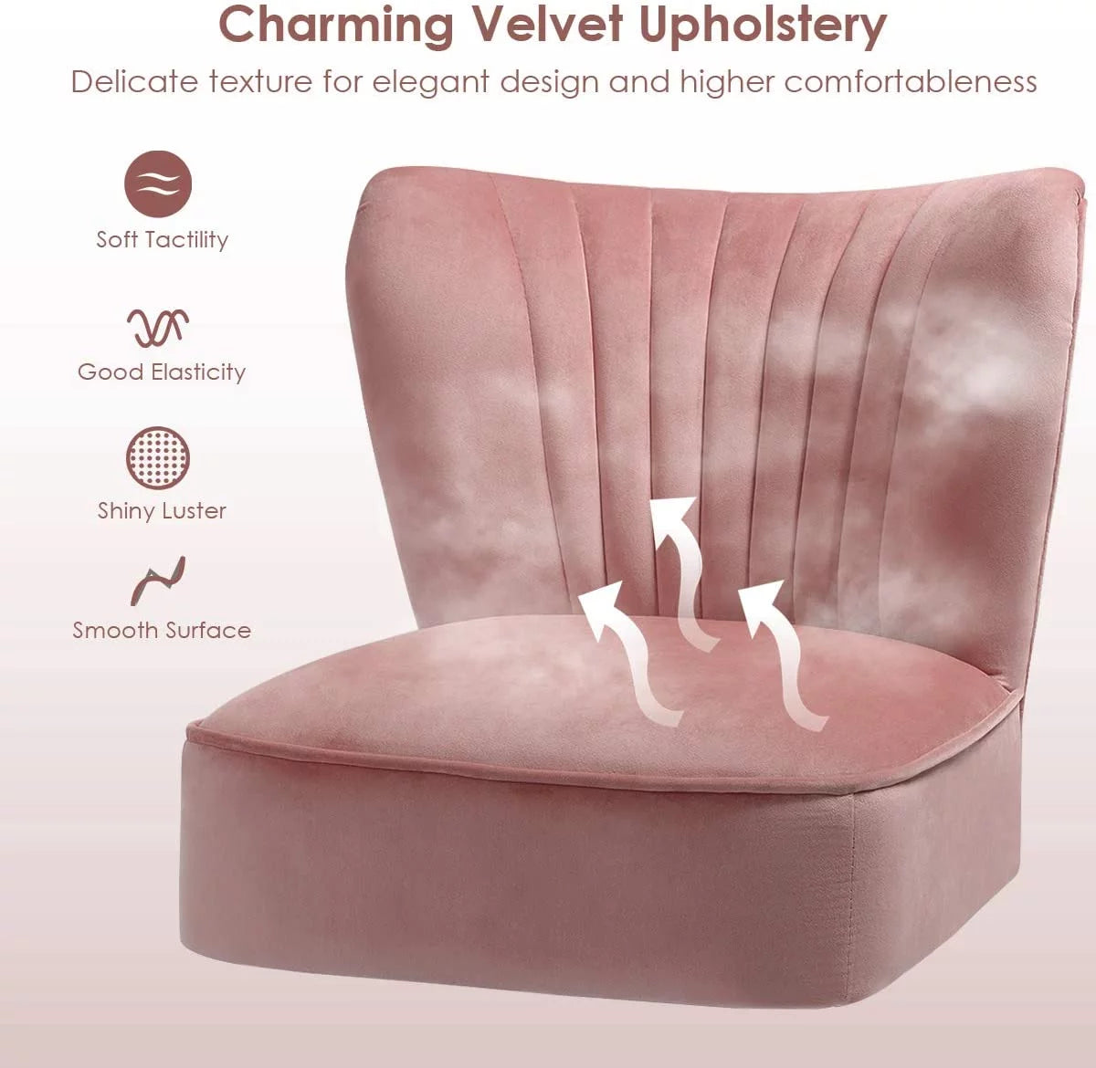 Velvet Upholstered Accent Chair with Wood Legs J75400