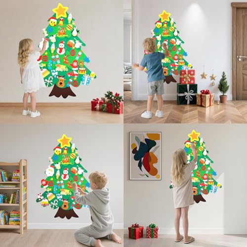 Felt Christmas Tree with Lights 38Pcs U72618