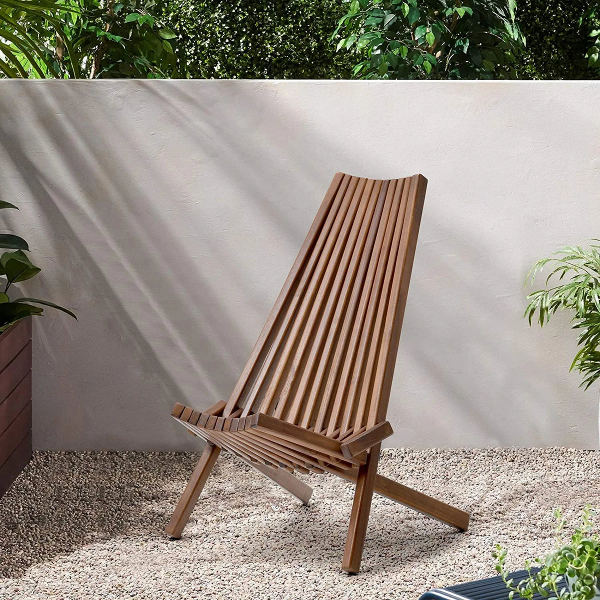 Natural Folding Acacia Wood Lounge Chair I964507