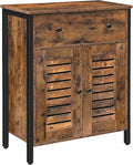 Rustic Brown Kitchen Sideboard Floor Storage Cabinet with Drawers and Height-Adjustable Shelves Q8594