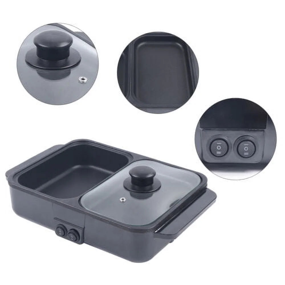 1200W Portable 2 in 1 Hot Pot Barbecue Grill Non-Stick Pan Y316224