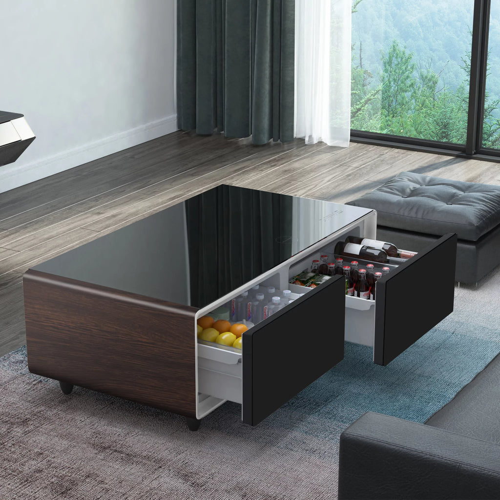 Brown Smart Coffee Table with Built-in Fridge X27204