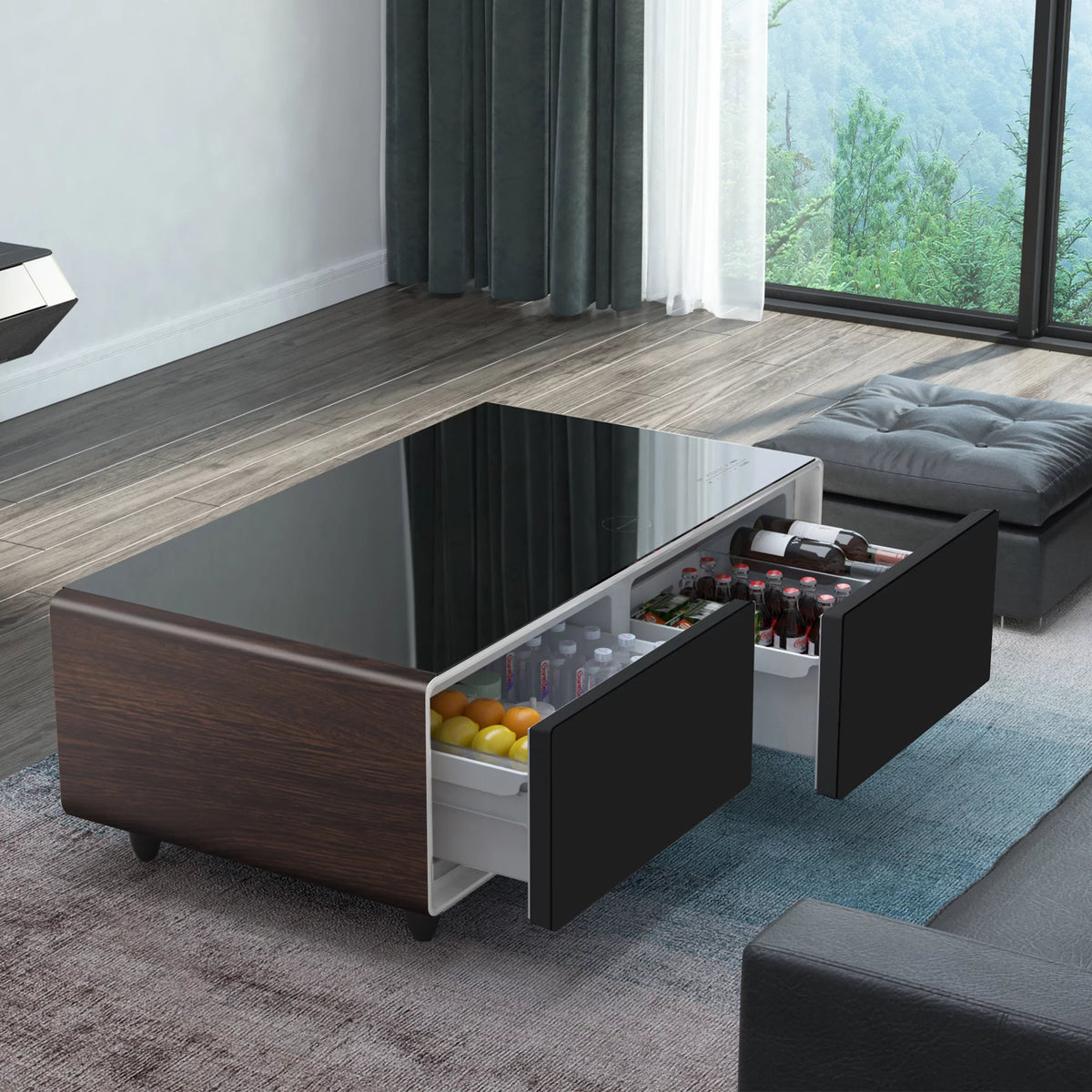 Brown Smart Coffee Table with Built-in Fridge X27204