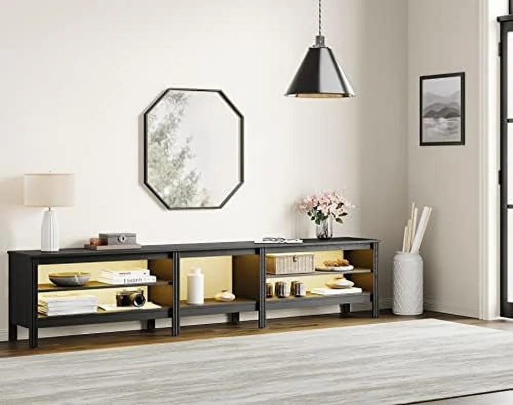 Black TV Stand with 16 Color LED up to 75 Inches N9771