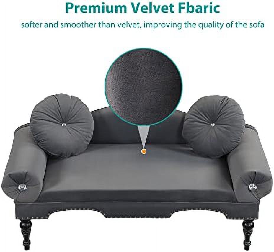 54" Velvet Tufted 2 Seater Loveseat Sofa with 2 Pillows H30651