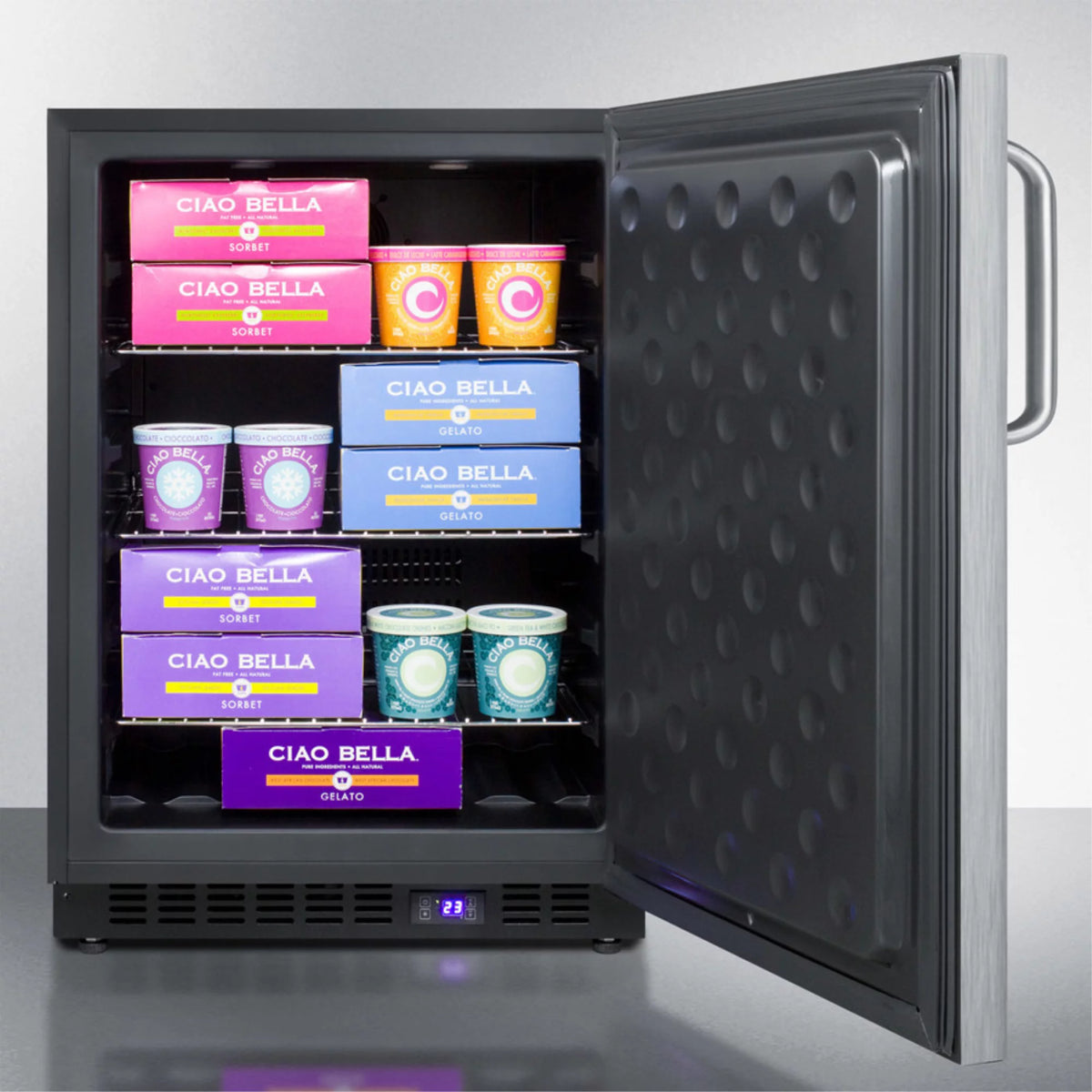 Black Stainless Steel Outdoor All-Freezer with Digital Thermostat and Lock L759