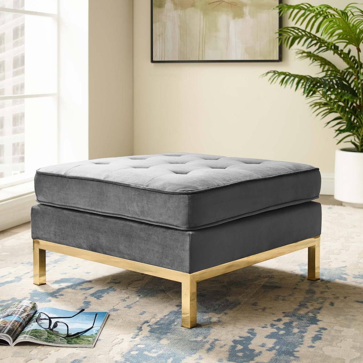 Velvet Ottoman F2128