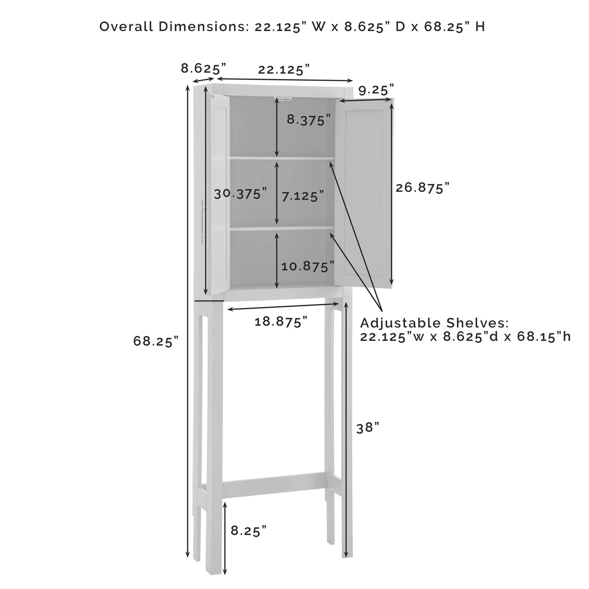 White/Nickel Wood/Metal Spacesaver F85779