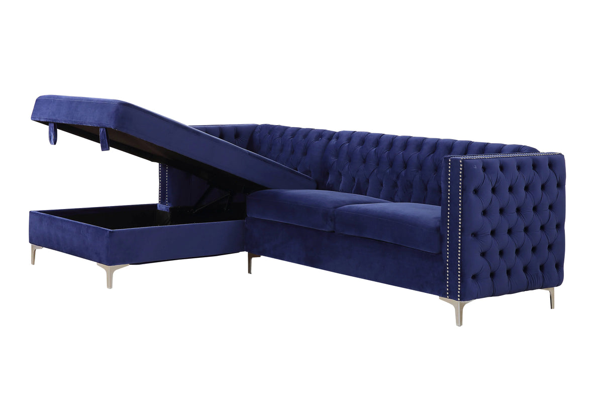 Navy Blue Velvet Sectional Sofa Z351731