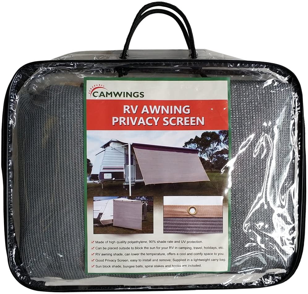 Grey RV Awning Privacy Screen Shade Panel Kit 10 x 12ft B7383
