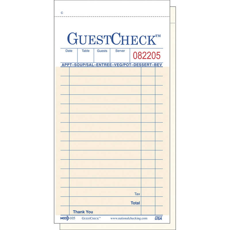 Guest Check Carbon 2 Part Salmon 16 Line B6374