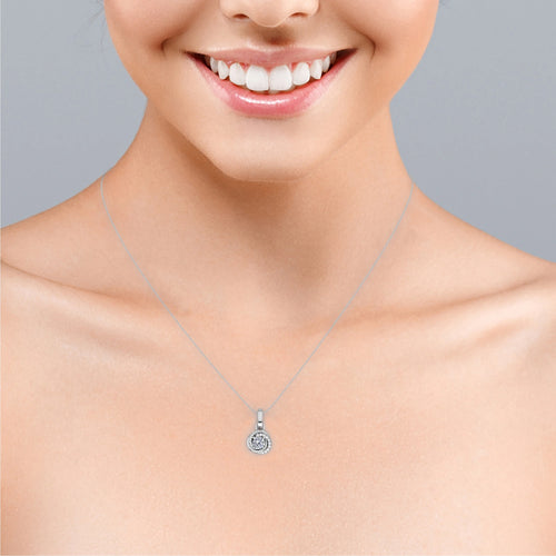 0.43 Carat Round Diamond 4 Prong Pendant Necklace 10K White Gold F99625