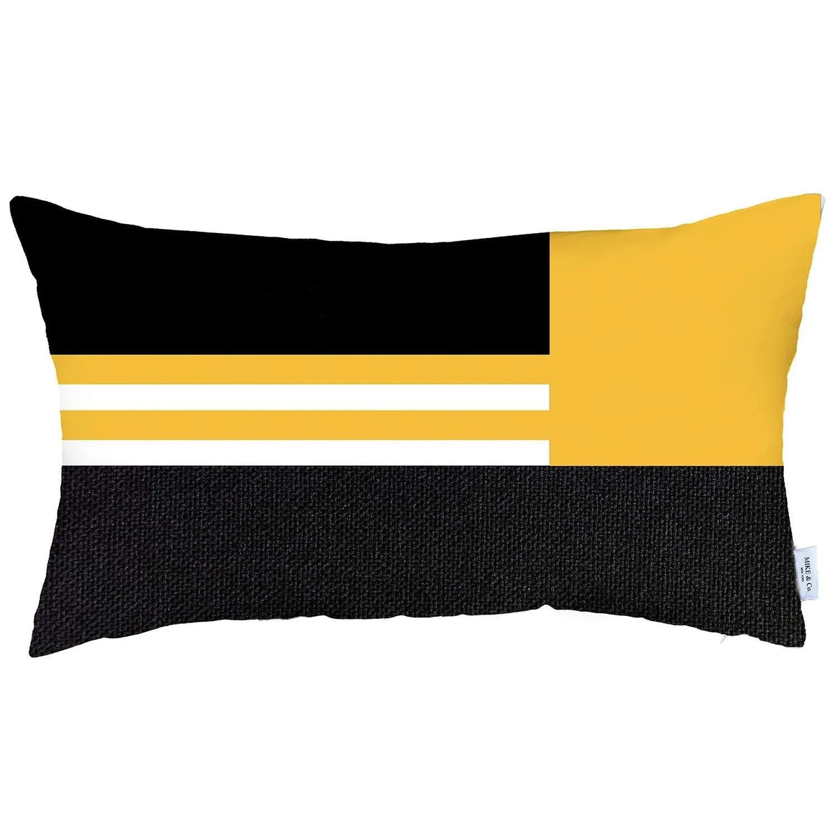 Yellow and Black Geometric Lumbar Throw Pillow E67779